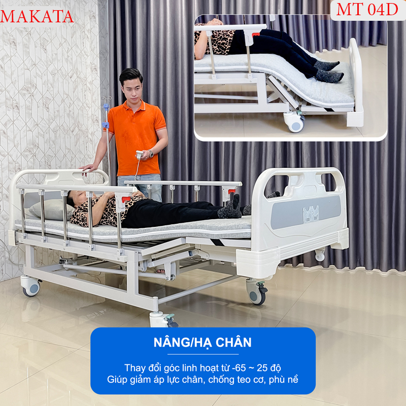  Giường bệnh nhân tự động nệm liền khối MAKATA MT04D